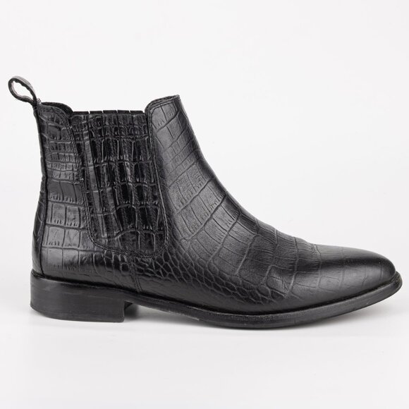 Vince Camuto HAVENTA Black Leather Croc-Embossed Chelsea Boots – Women’s 6.5 - Picture 10 of 11